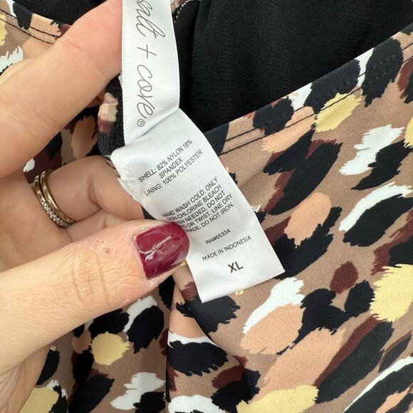 NEW Salt + Cove Leopard Print Halter Swimsuit Size XL One Piece V Cinched Swim - Picture 6 of 6